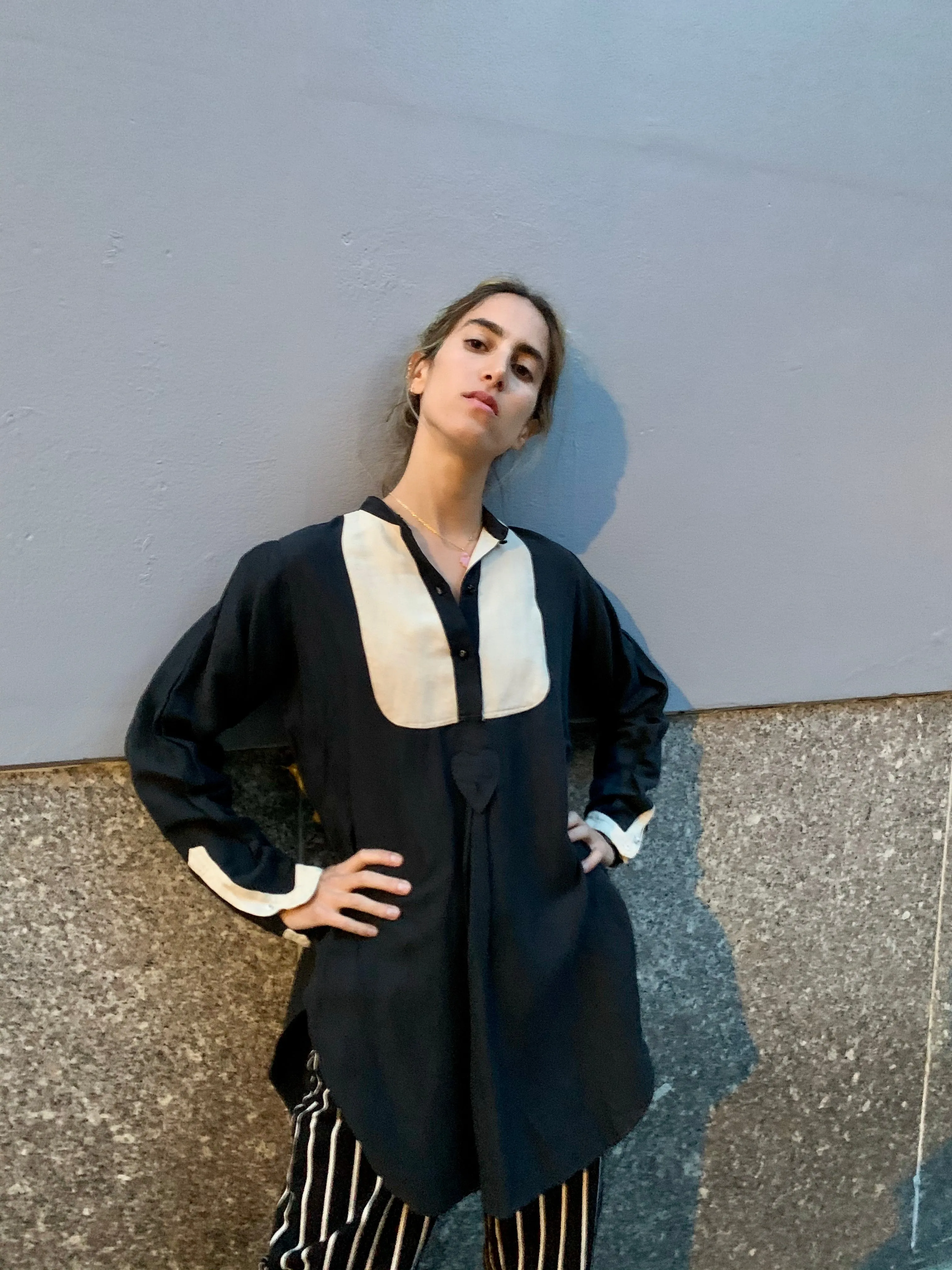 1990/2000's Tuxedo Shirt Blouse