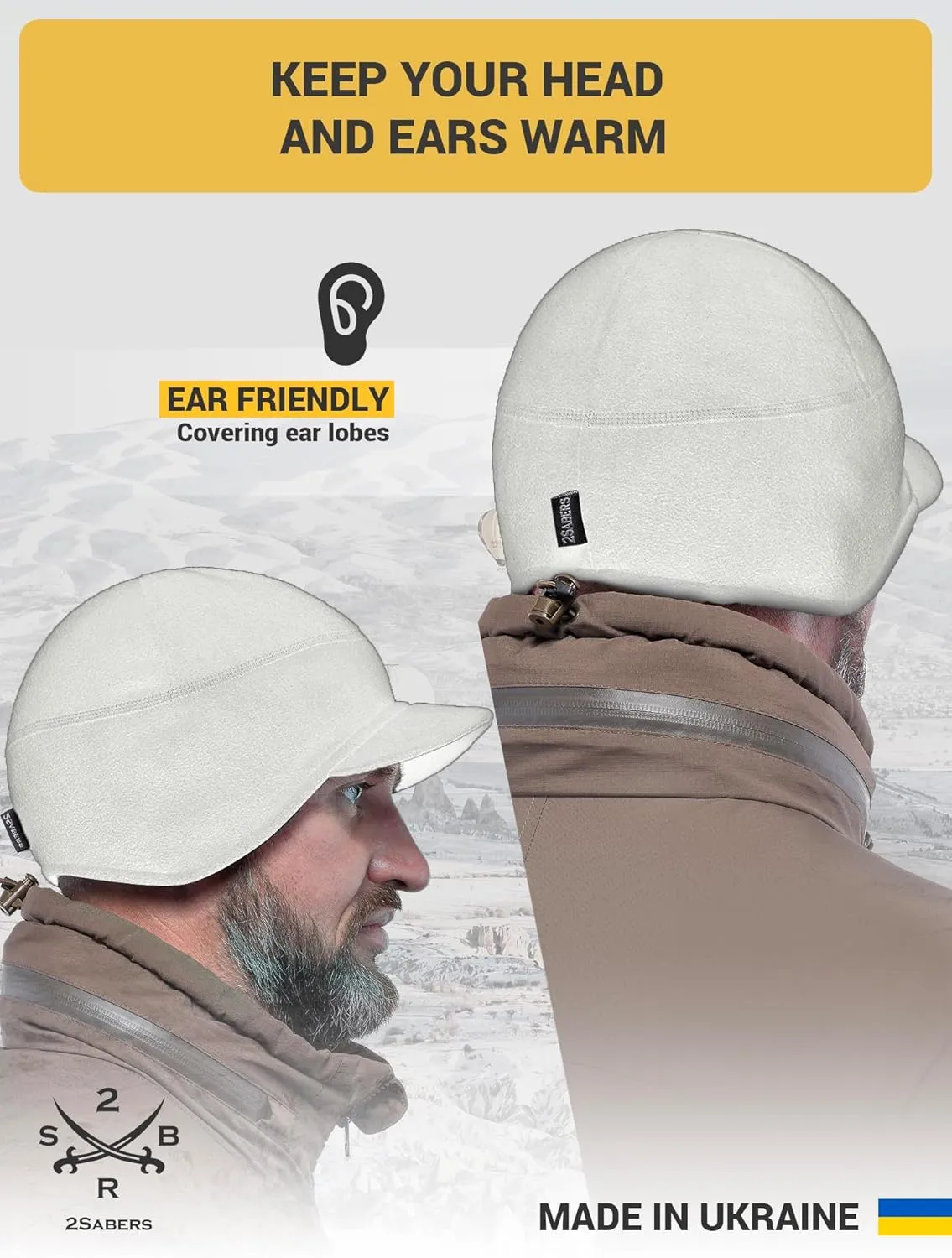 2SBR 2SABERS Fleece Winter Beanie with Visor - Men Women - Earflap Brim Skull Watch Cap Hat