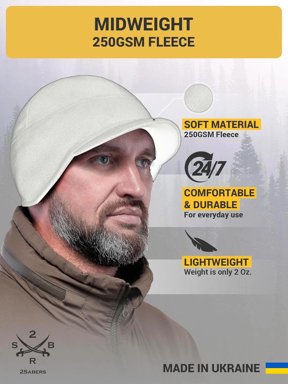 2SBR 2SABERS Fleece Winter Beanie with Visor - Men Women - Earflap Brim Skull Watch Cap Hat