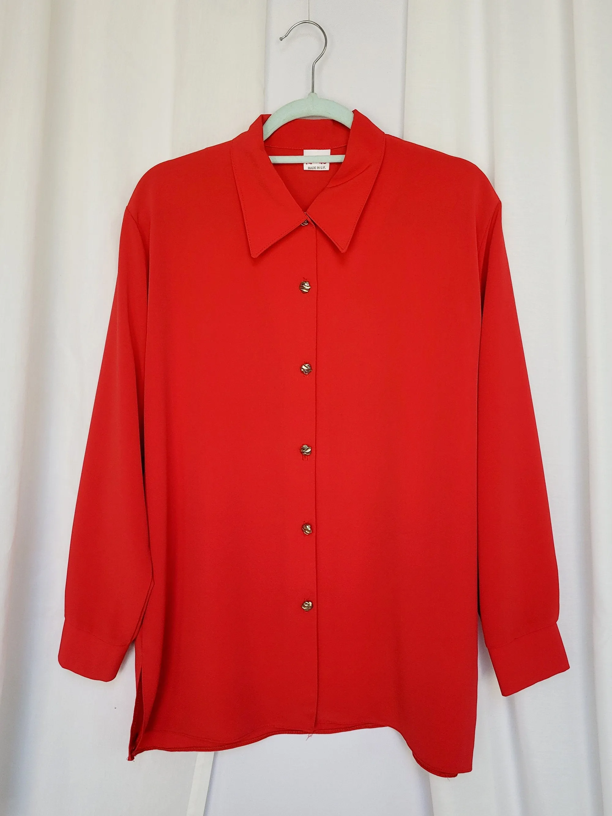 90s vintage basic red large minimalist blouse shirt