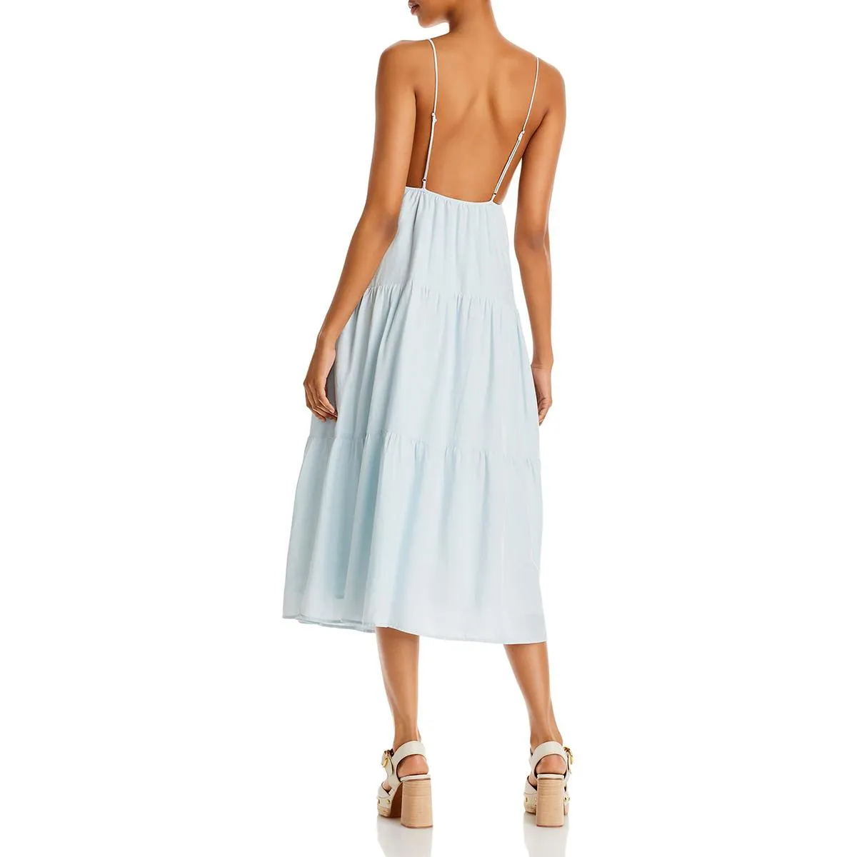 Aqua Womens Tiered Midi Sundress
