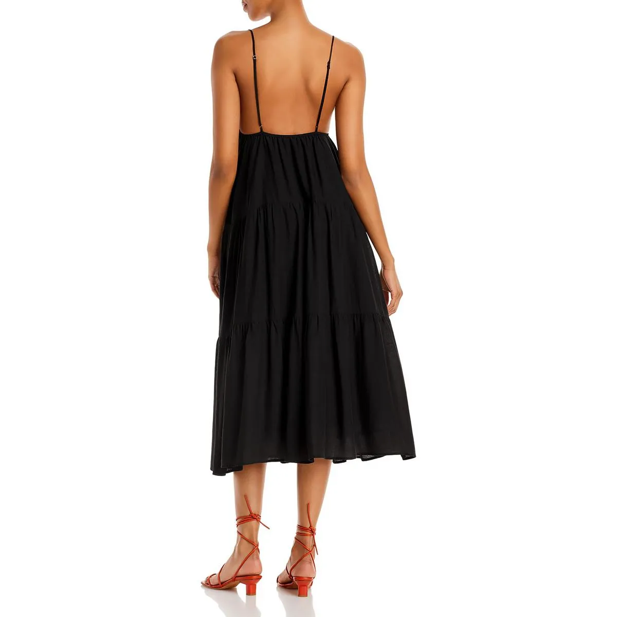 Aqua Womens Tiered Midi Sundress