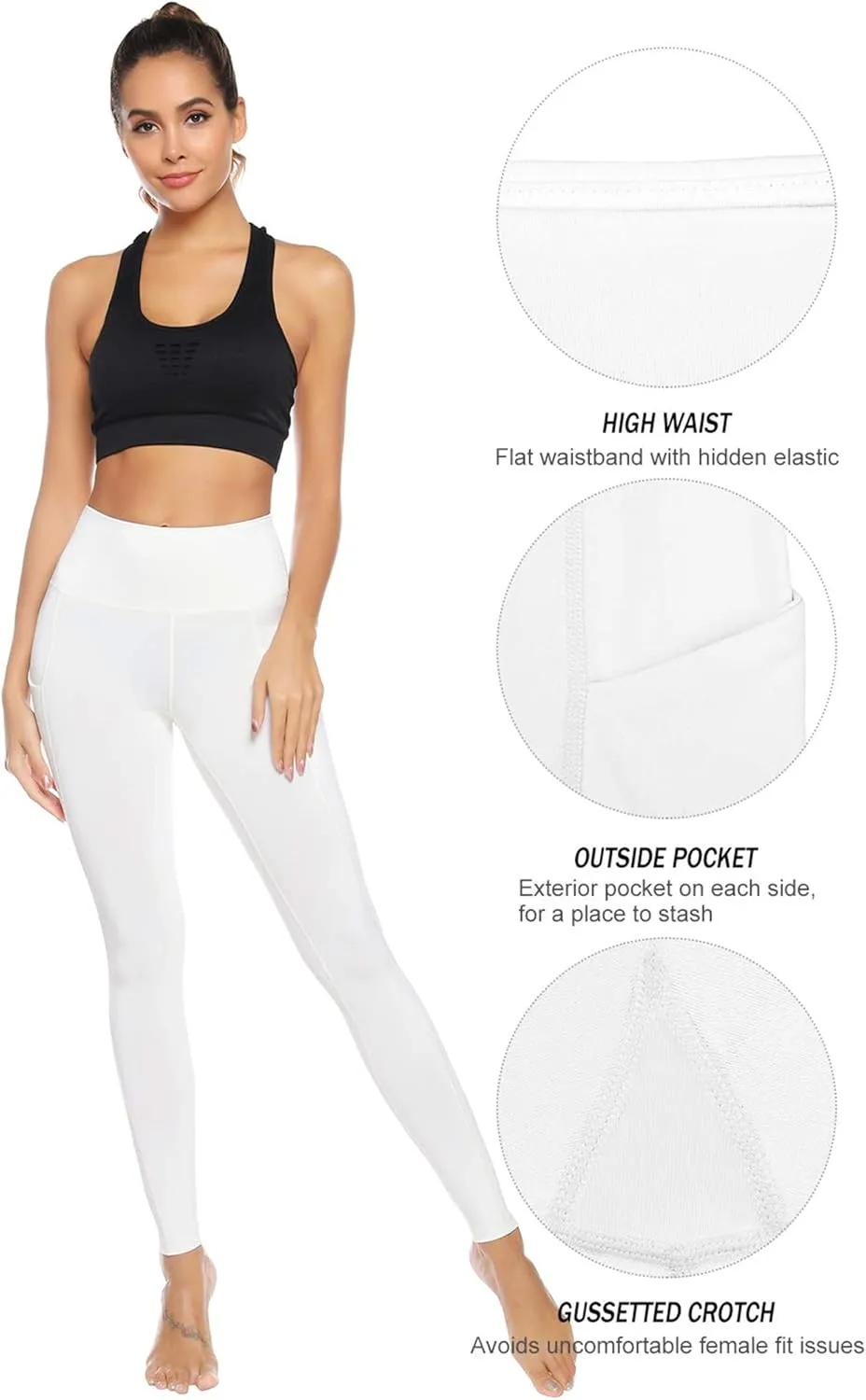 Auu High Waisted Leggings with Pockets Workout Leggings for Women Stretch Yoga Pants Buttery Soft