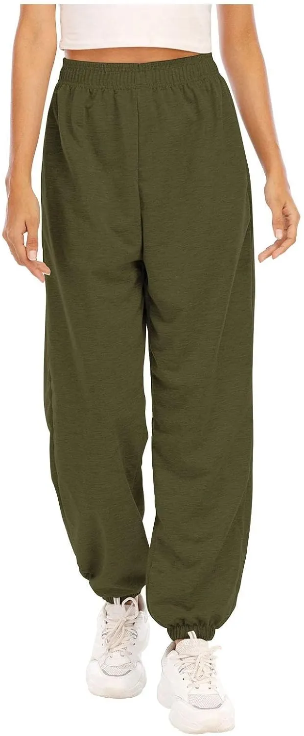 Baggy Sweatpants for Women Lightweight Elastic High Waisted Sweatpants Joggers with Pockets Comfy Lounge Pants Trousers