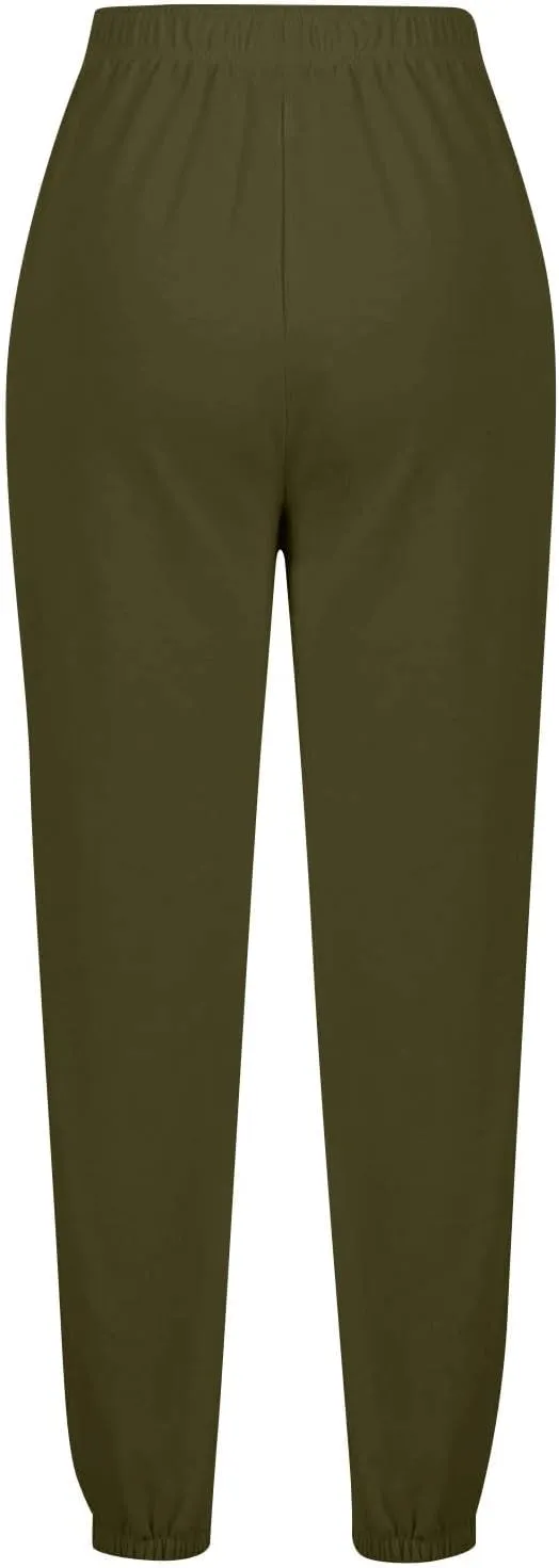 Baggy Sweatpants for Women Lightweight Elastic High Waisted Sweatpants Joggers with Pockets Comfy Lounge Pants Trousers