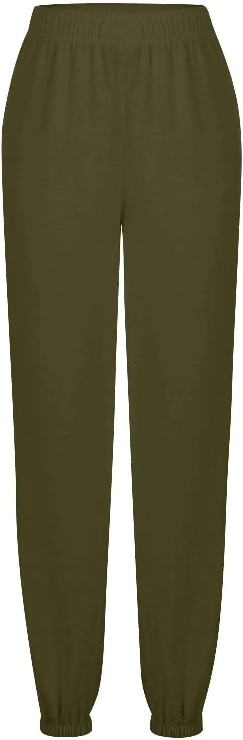 Baggy Sweatpants for Women Lightweight Elastic High Waisted Sweatpants Joggers with Pockets Comfy Lounge Pants Trousers