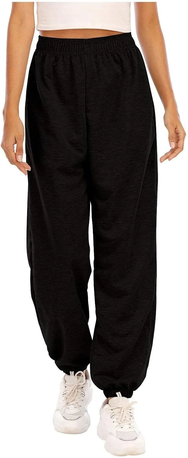 Baggy Sweatpants for Women Lightweight Elastic High Waisted Sweatpants Joggers with Pockets Comfy Lounge Pants Trousers