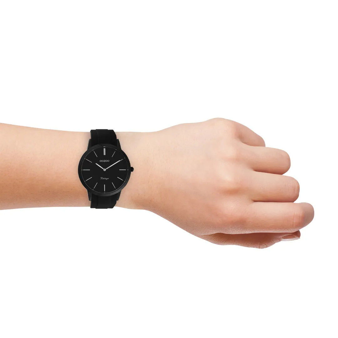 Black OOZOO watch with black rubber strap - C20173