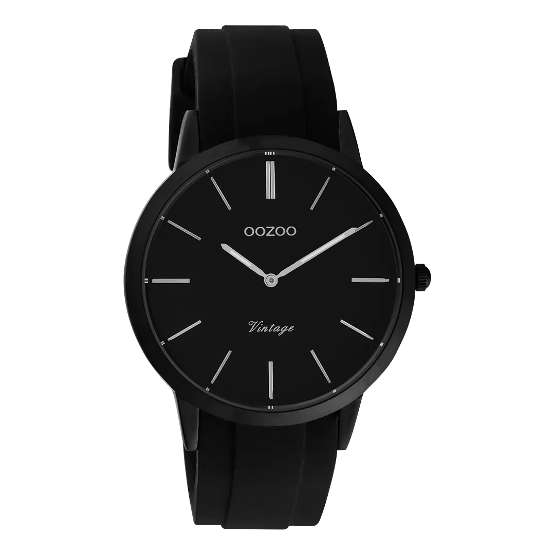Black OOZOO watch with black rubber strap - C20173