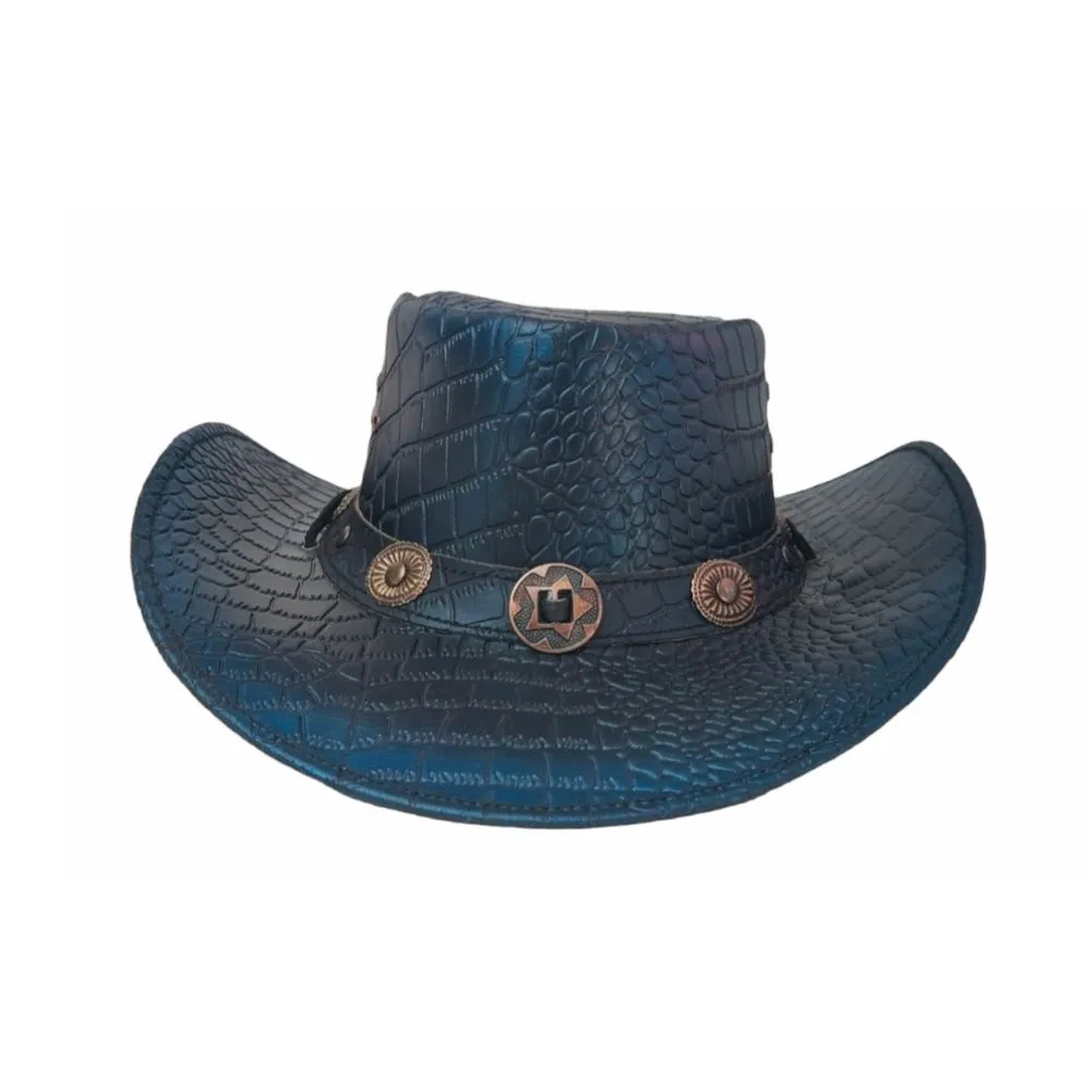 Blue Crocodile Leather Cowboy Hat