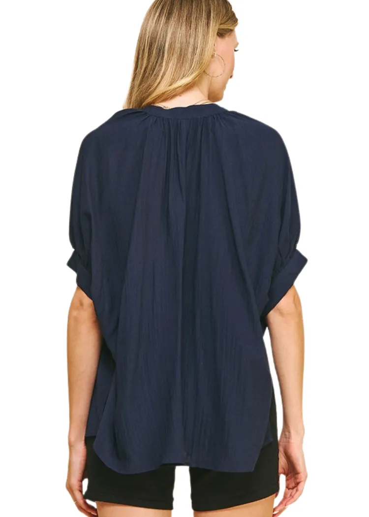 Bondi Blouse-Navy
