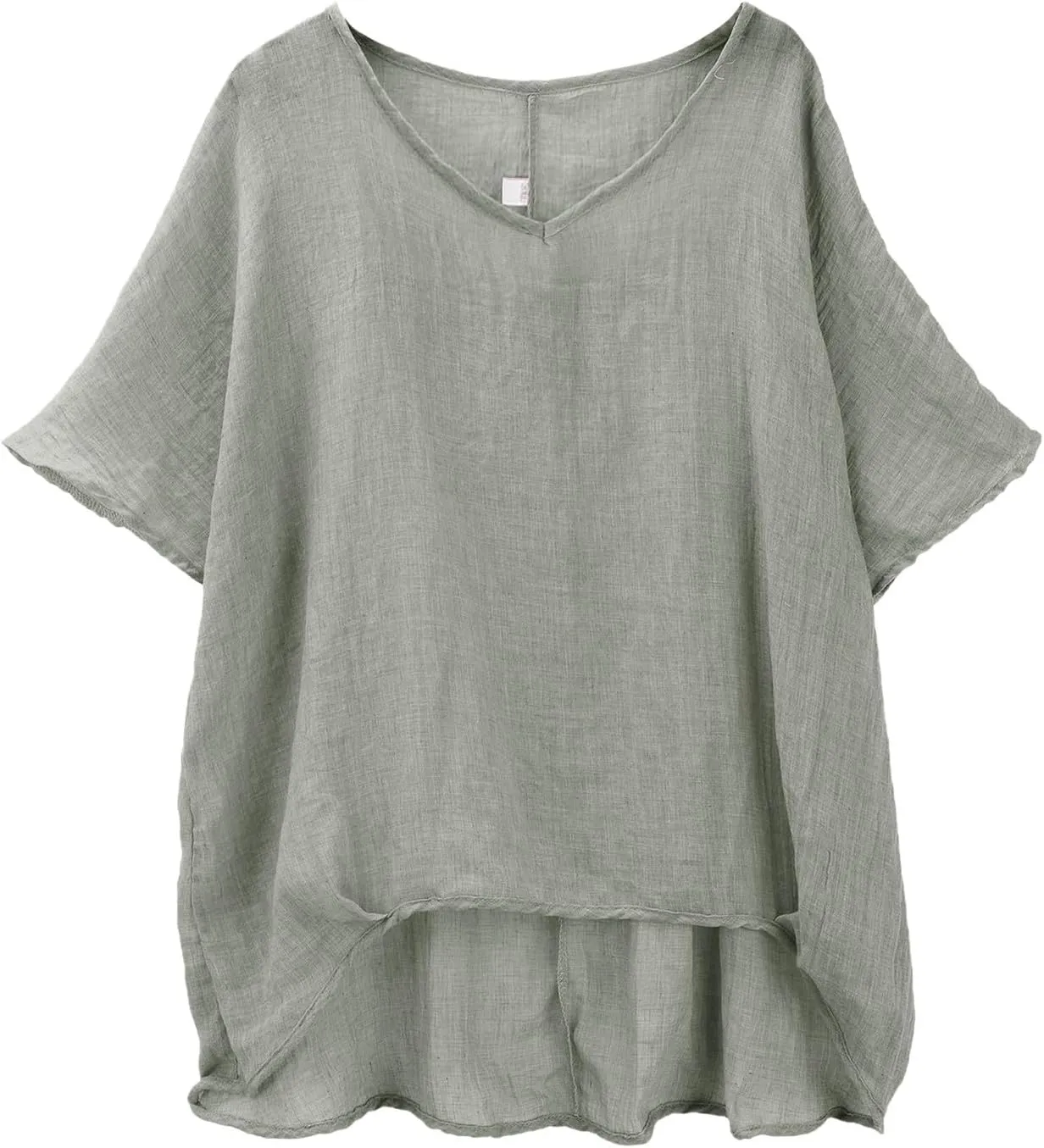 Casual Cotton Linen Tshirts for Women Loose Fit V Neck Short Sleeve Plain Beach T-Shirts Ladies Summer Blouse Tops