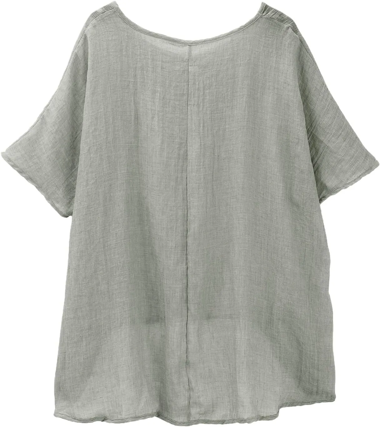 Casual Cotton Linen Tshirts for Women Loose Fit V Neck Short Sleeve Plain Beach T-Shirts Ladies Summer Blouse Tops