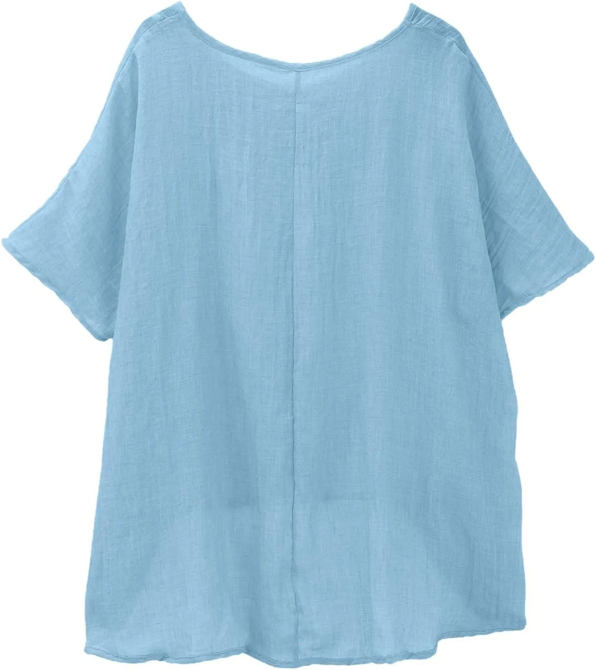 Casual Cotton Linen Tshirts for Women Loose Fit V Neck Short Sleeve Plain Beach T-Shirts Ladies Summer Blouse Tops