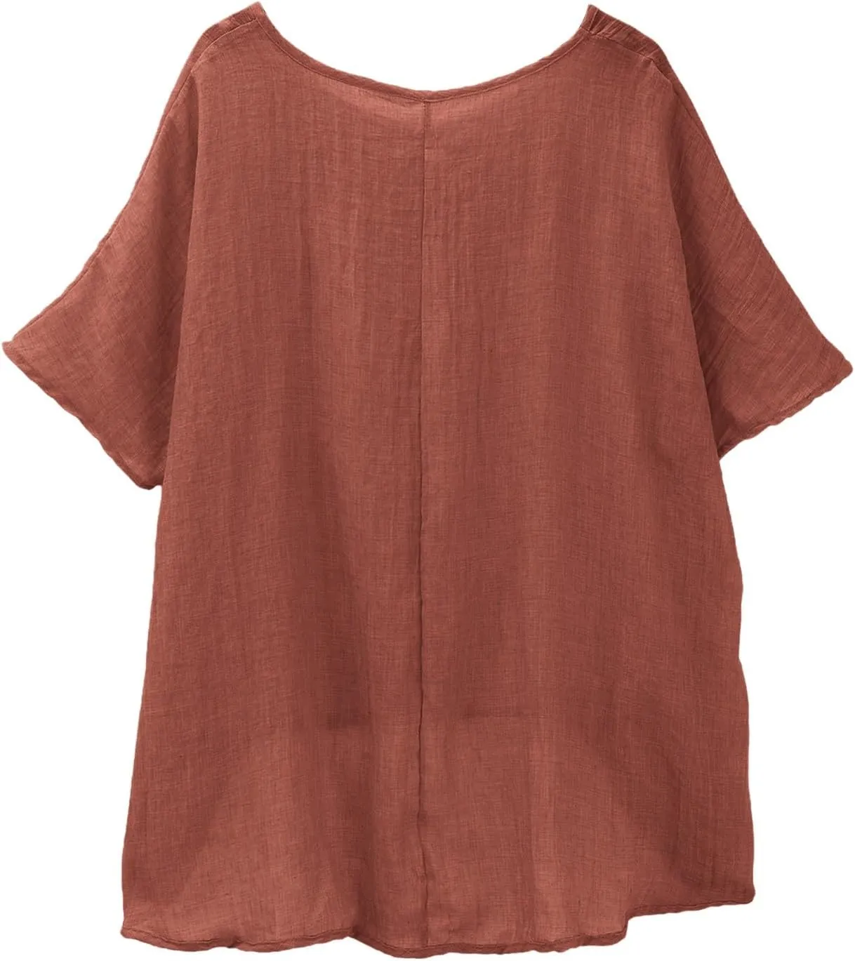 Casual Cotton Linen Tshirts for Women Loose Fit V Neck Short Sleeve Plain Beach T-Shirts Ladies Summer Blouse Tops