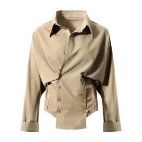 Casual Irregular Shirt For Women Lapel Long Sleeve Minimalist Solid Blouse Female Fashion Clothing Spring