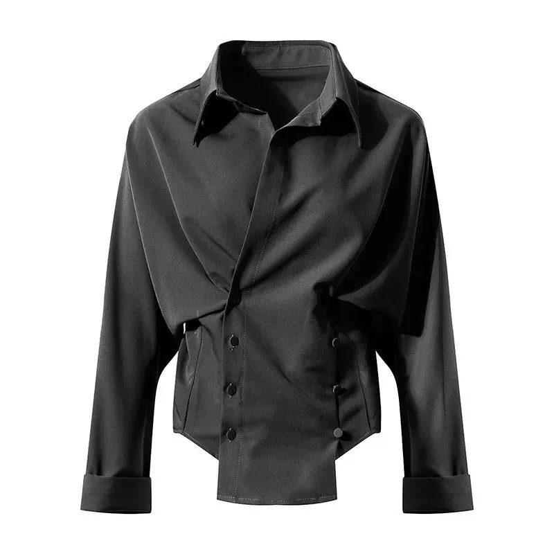 Casual Irregular Shirt For Women Lapel Long Sleeve Minimalist Solid Blouse Female Fashion Clothing Spring