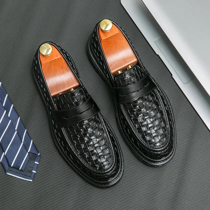 Checkered Woven Pattern Men's Loafers