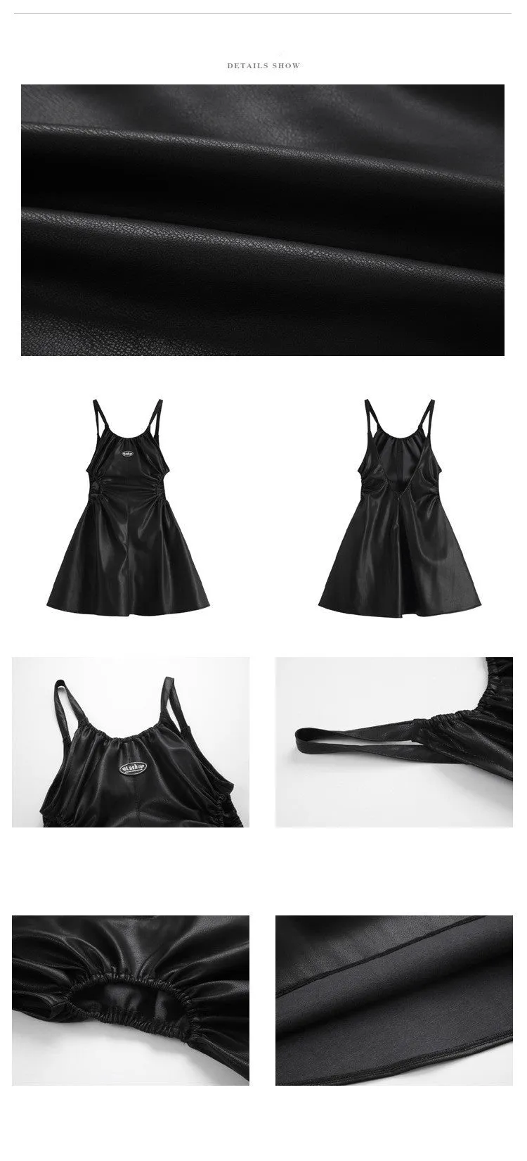 Chic Urban Edge:  PU Leather Camisole Hollow Dress
