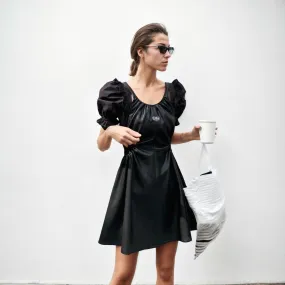 Chic Urban Edge:  PU Leather Camisole Hollow Dress