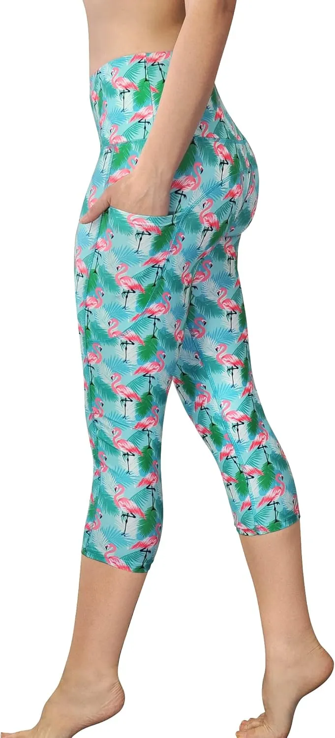 Comfy Yoga Women's Printed High Waisted Yoga Leggings | 2 Side Pockets | Soft Lightweight Workout Leggings