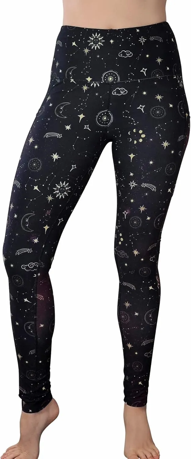 Comfy Yoga Women's Printed High Waisted Yoga Leggings | 2 Side Pockets | Soft Lightweight Workout Leggings