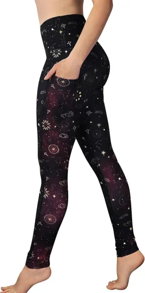 Comfy Yoga Women's Printed High Waisted Yoga Leggings | 2 Side Pockets | Soft Lightweight Workout Leggings