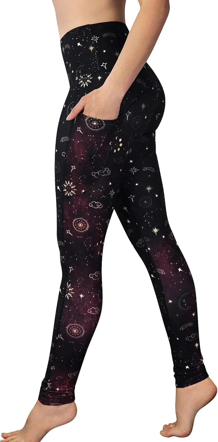 Comfy Yoga Women's Printed High Waisted Yoga Leggings | 2 Side Pockets | Soft Lightweight Workout Leggings
