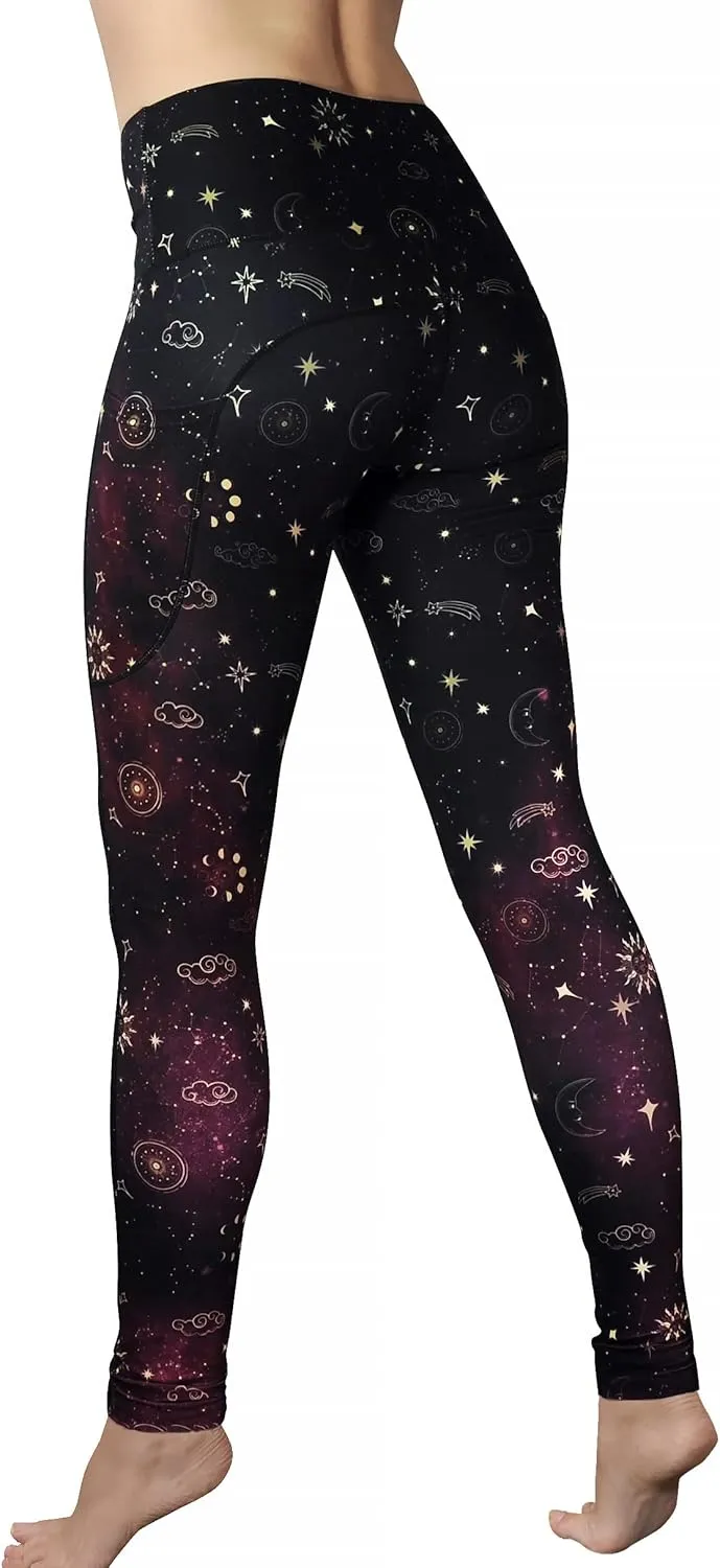 Comfy Yoga Women's Printed High Waisted Yoga Leggings | 2 Side Pockets | Soft Lightweight Workout Leggings