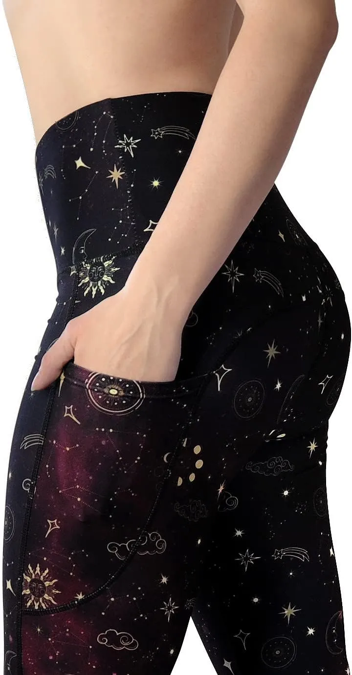 Comfy Yoga Women's Printed High Waisted Yoga Leggings | 2 Side Pockets | Soft Lightweight Workout Leggings