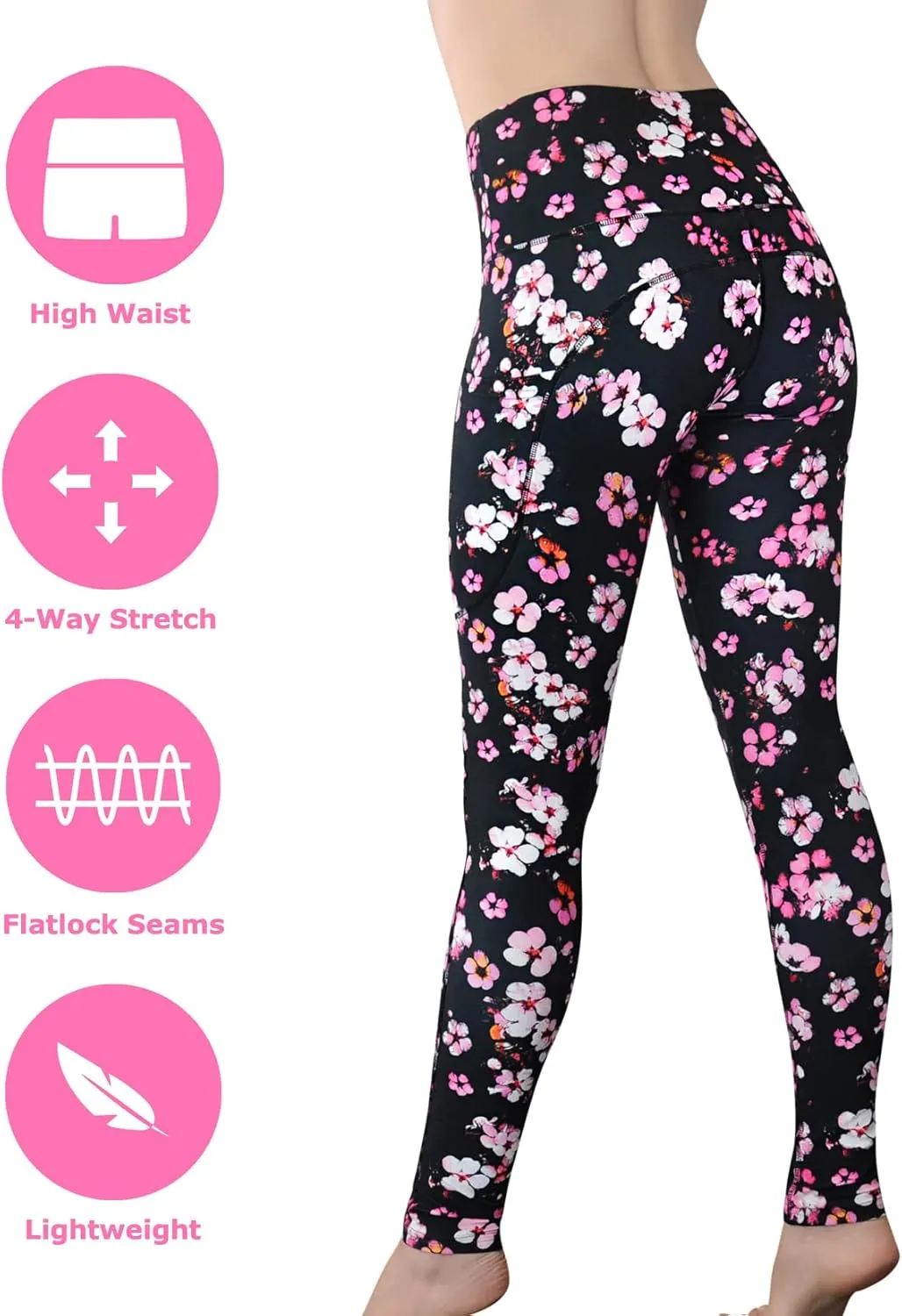Comfy Yoga Women's Printed High Waisted Yoga Leggings | 2 Side Pockets | Soft Lightweight Workout Leggings