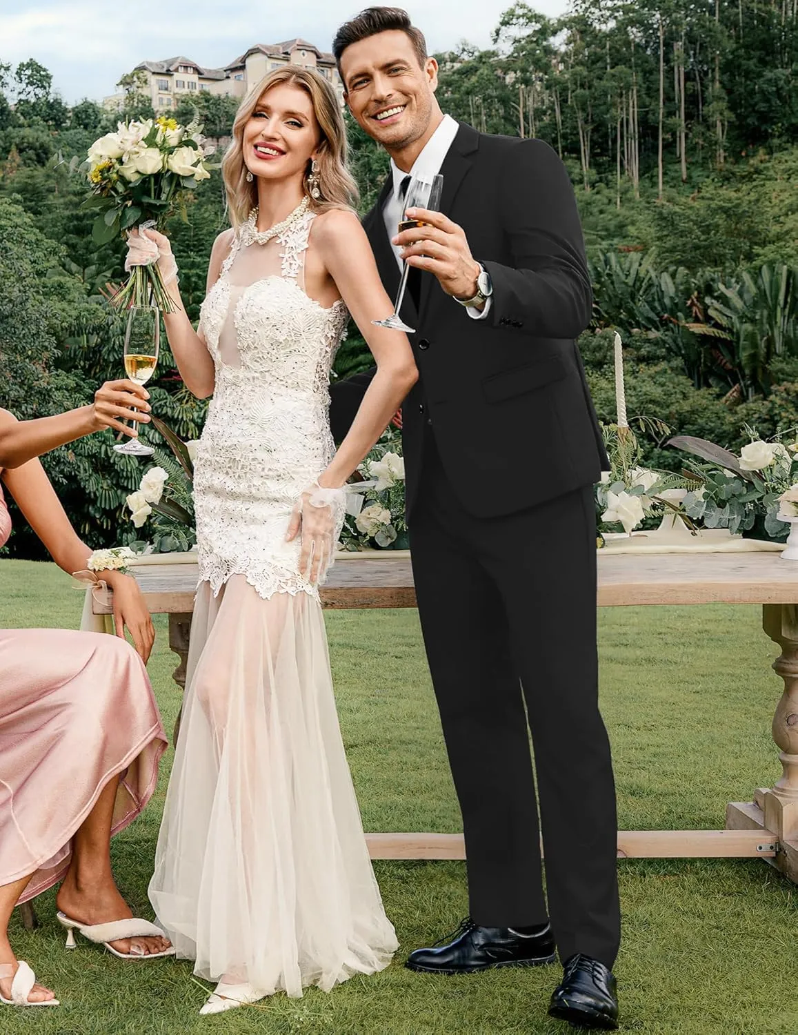 COOFANDY Men's 2 Piece Suits Classic Fit 2 Button Dress Suits Tuxedo Jacket Blazer for Wedding Business Dinner Prom