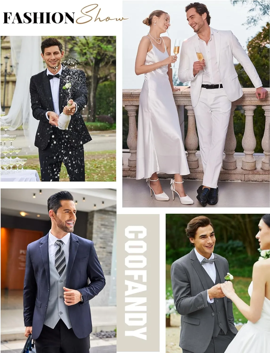COOFANDY Men's 2 Piece Suits Classic Fit 2 Button Dress Suits Tuxedo Jacket Blazer for Wedding Business Dinner Prom