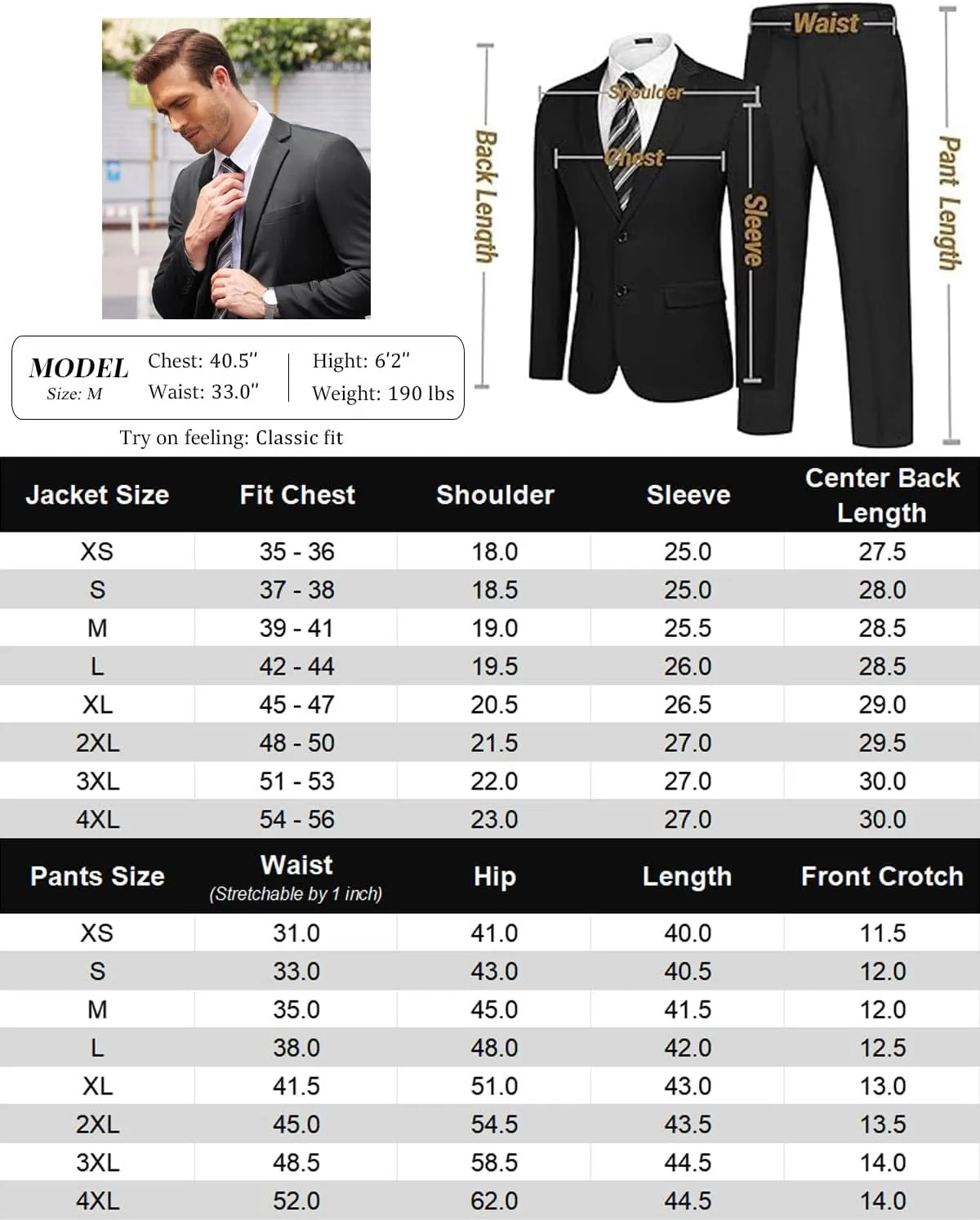 COOFANDY Men's 2 Piece Suits Classic Fit 2 Button Dress Suits Tuxedo Jacket Blazer for Wedding Business Dinner Prom