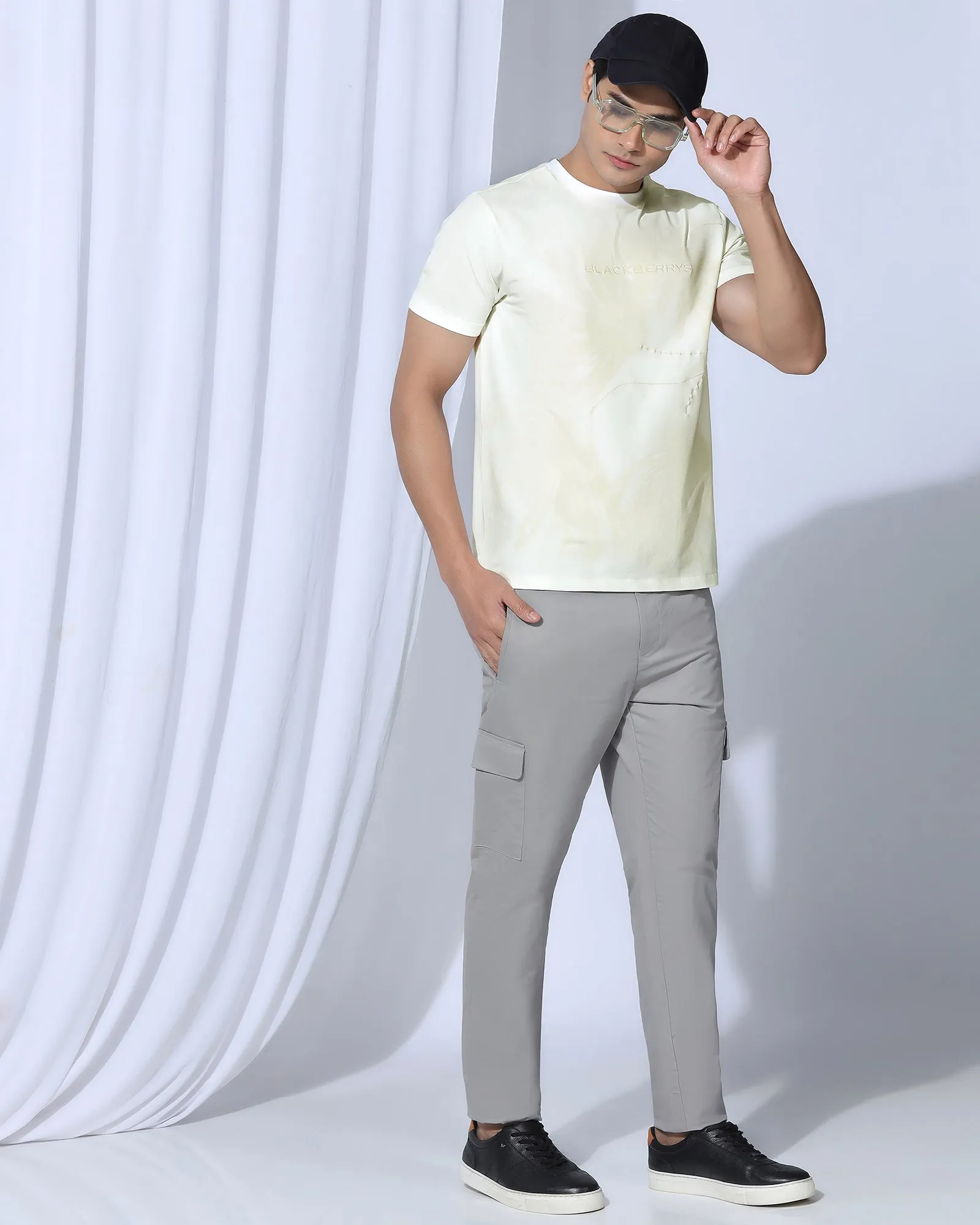 Crew Neck Off White Printed T-Shirt - Gingko