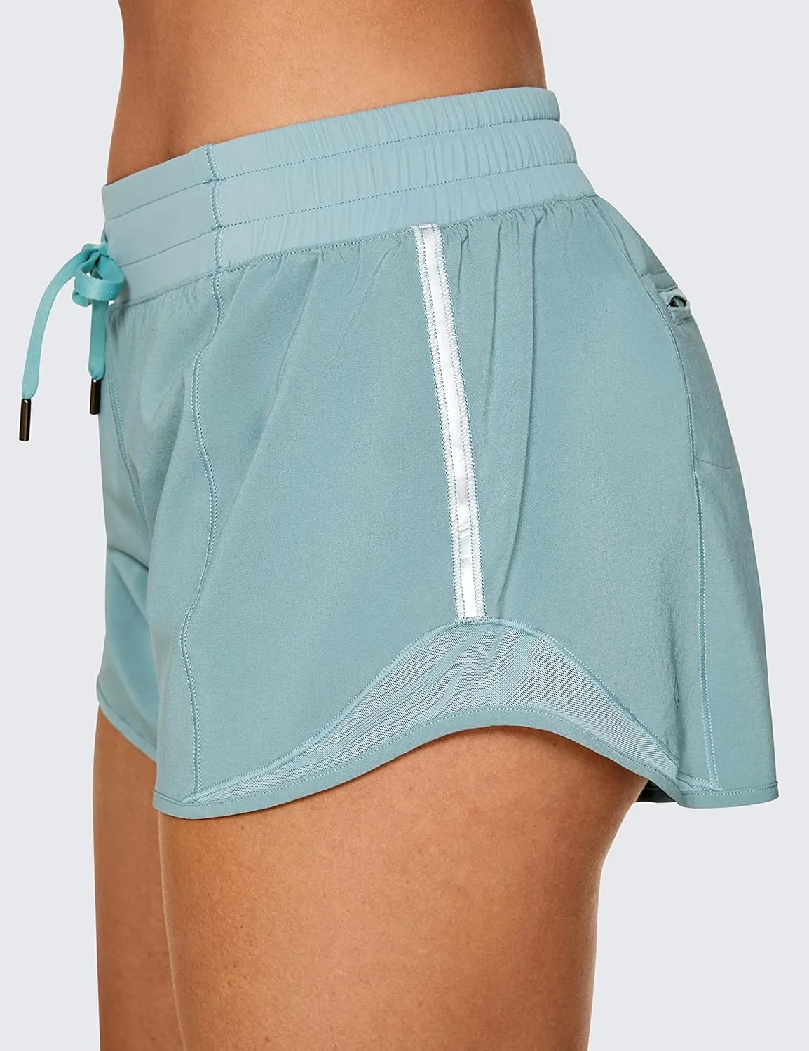 CRZ YOGA Athletic Shorts for Women with Zip Pocket, 2.5" Mid Waist Mesh Liner Shorts for Running Gym Workout