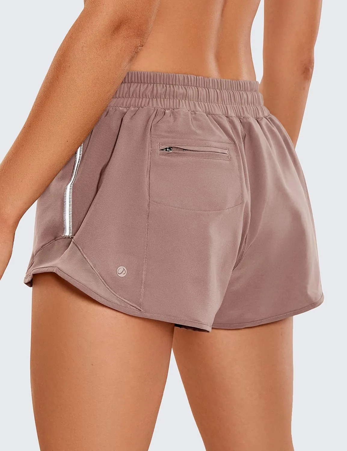 CRZ YOGA Athletic Shorts for Women with Zip Pocket, 2.5" Mid Waist Mesh Liner Shorts for Running Gym Workout
