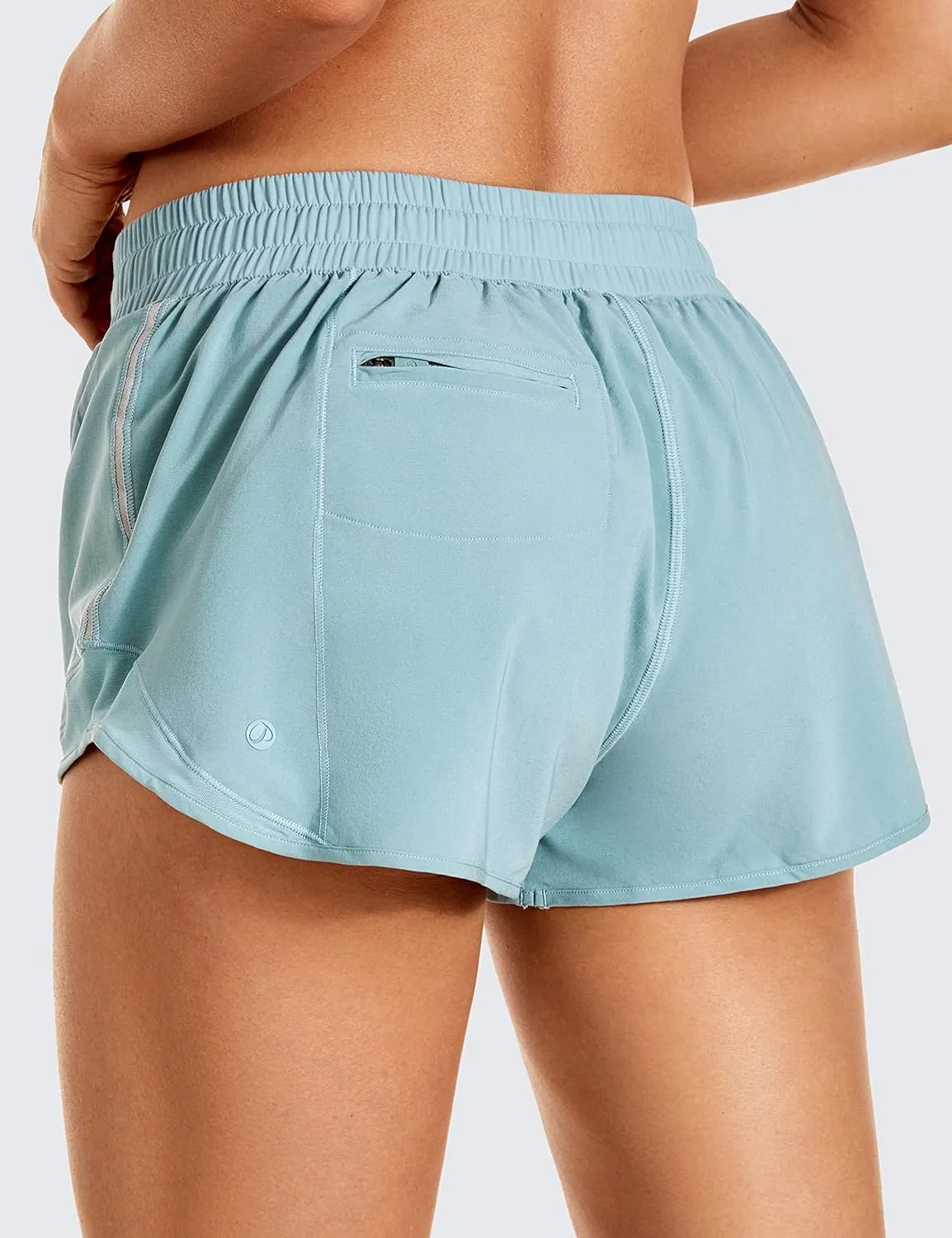 CRZ YOGA Athletic Shorts for Women with Zip Pocket, 2.5" Mid Waist Mesh Liner Shorts for Running Gym Workout