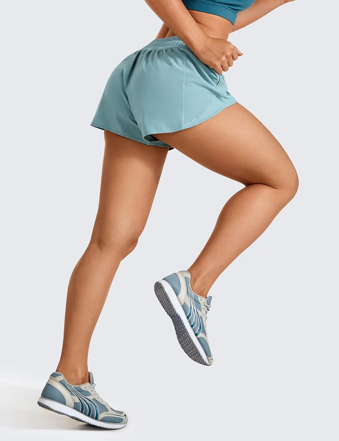 CRZ YOGA Athletic Shorts for Women with Zip Pocket, 2.5" Mid Waist Mesh Liner Shorts for Running Gym Workout