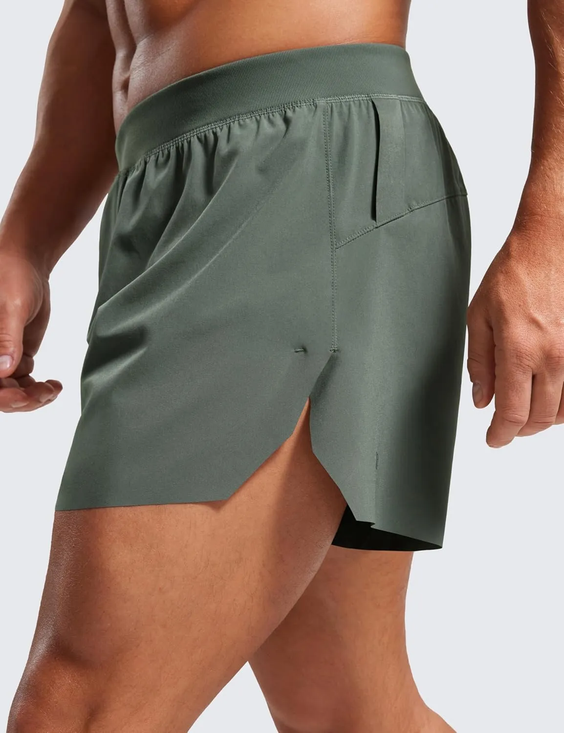 CRZ YOGA Mens Side Split Running Shorts 4'' - Quick Dry for Athletic Gym Workout with Zip Pocket and Brief Liner