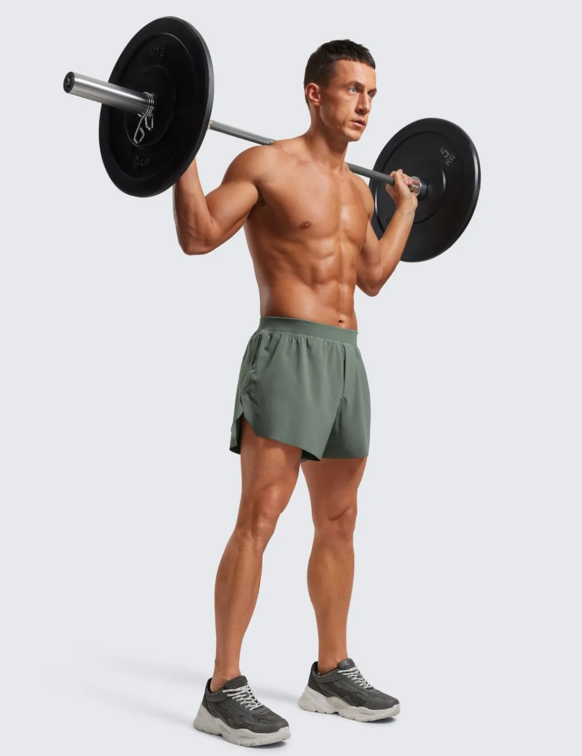 CRZ YOGA Mens Side Split Running Shorts 4'' - Quick Dry for Athletic Gym Workout with Zip Pocket and Brief Liner