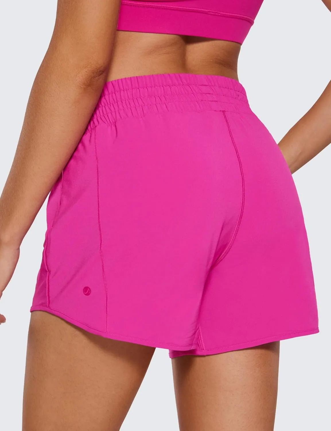 CRZ YOGA Womens High Waisted Running Shorts 4'' - Mesh Liner Lightweight Gym Sport Athletic Workout Shorts with Zipper Pocket