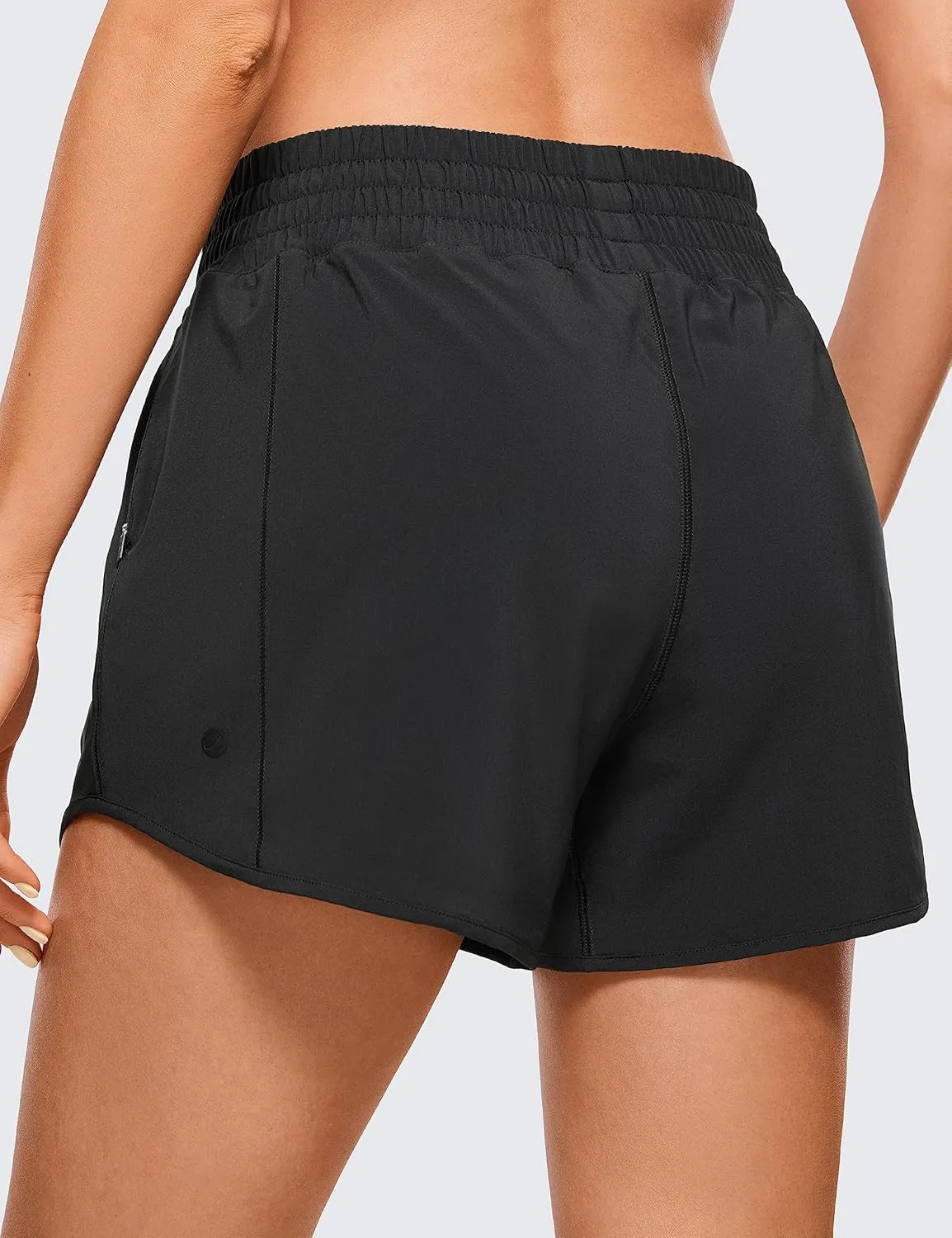 CRZ YOGA Womens High Waisted Running Shorts 4'' - Mesh Liner Lightweight Gym Sport Athletic Workout Shorts with Zipper Pocket