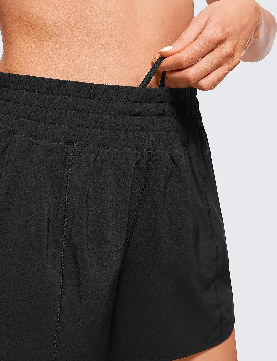 CRZ YOGA Womens High Waisted Running Shorts 4'' - Mesh Liner Lightweight Gym Sport Athletic Workout Shorts with Zipper Pocket