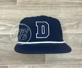 D Letter Patch on Navy Retro Poly Rope Hat