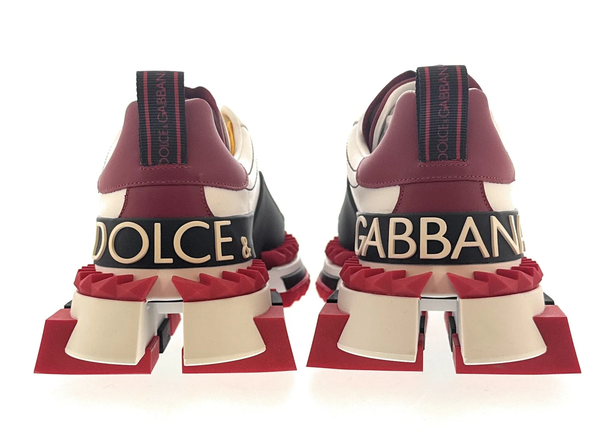 Dolce & Gabbana Men's NS1 Chunky Sole Sneakers in White, Black & Red-EU39.5