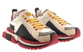 Dolce & Gabbana Men's NS1 Chunky Sole Sneakers in White, Black & Red-EU39.5