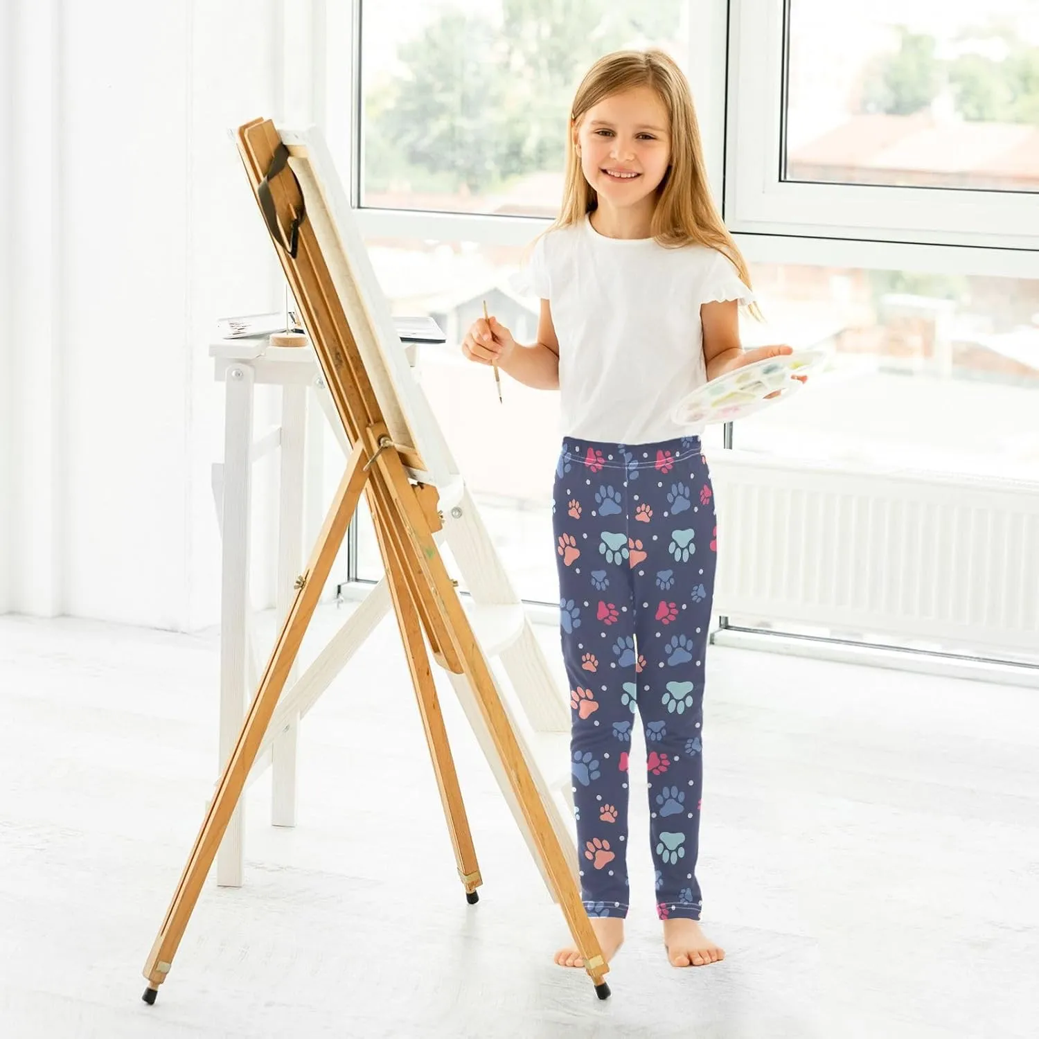 Emelivor Girls Leggings Ankle Length Leggings for Girls Soft Stretch Yoga Pants Athletic Leggings for Kids 4-10 Years