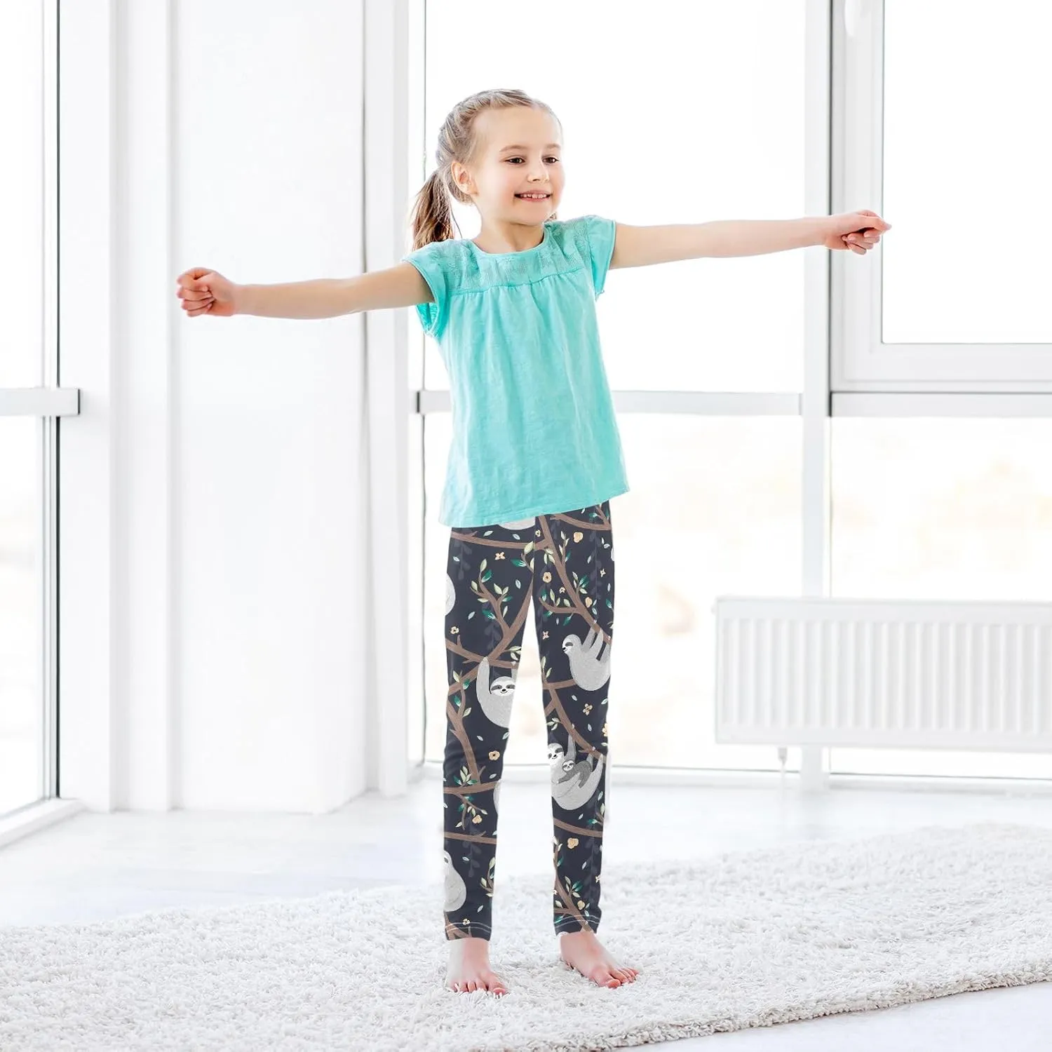 Emelivor Girls Leggings Ankle Length Leggings for Girls Soft Stretch Yoga Pants Athletic Leggings for Kids 4-10 Years