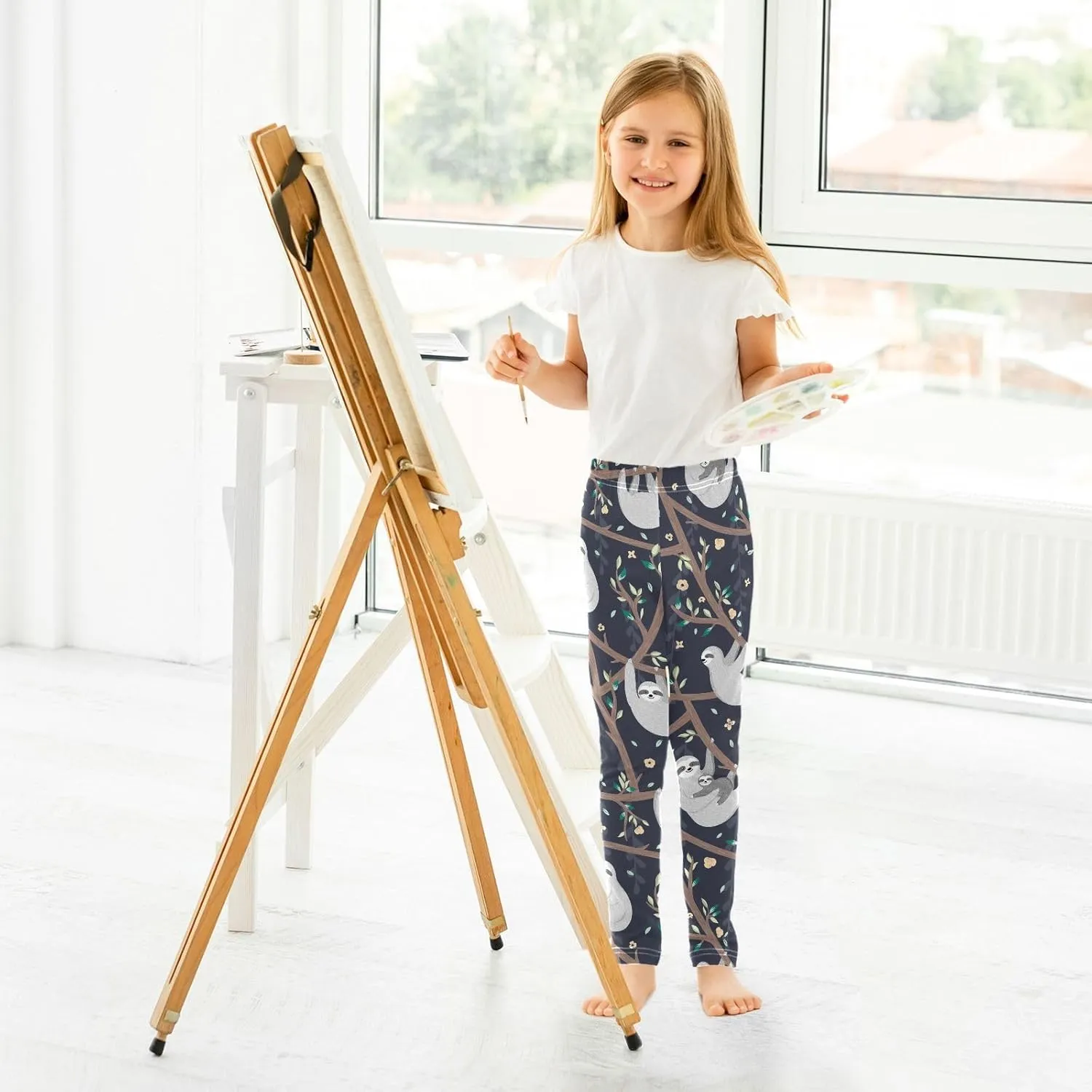 Emelivor Girls Leggings Ankle Length Leggings for Girls Soft Stretch Yoga Pants Athletic Leggings for Kids 4-10 Years
